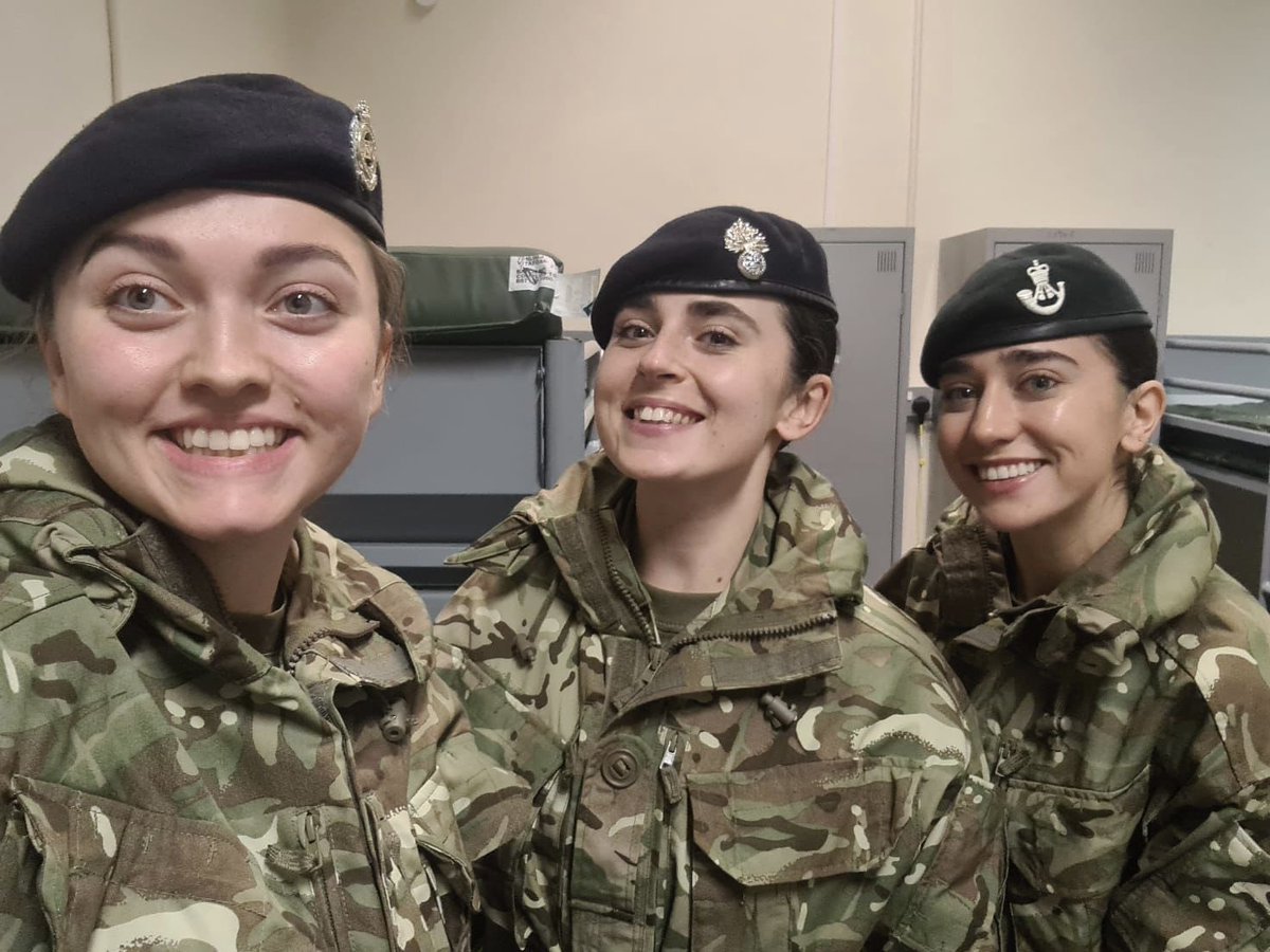 The Queens last Fusilier.Kate was the last Fusilier to swear allegiance to the Queen.She’s now in basic training.She’s made great mates in Asla from The Rifles, civie job -specialising in gymnastics and Thea from the Royal Engineers band - who is a children’s A&amp;E nurse #Infantry