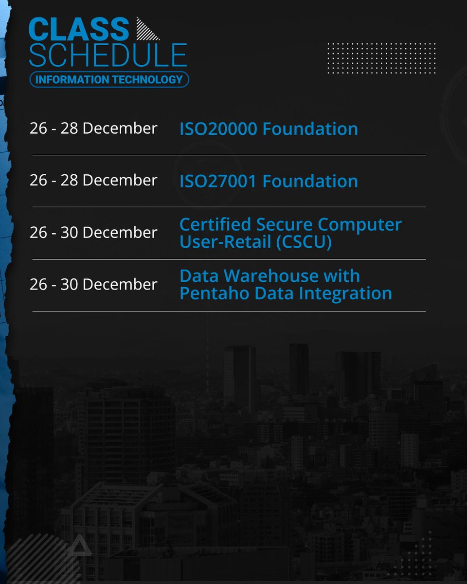 Multimatics_ID's tweet photo. UPCOMING SCHEDULE for December 🥳Yuk intip jadwal training yang ada pada tanggal 26 - 30 Desember. Reply us for more info ya! 😄 https://t.co/q6uPJItnFa