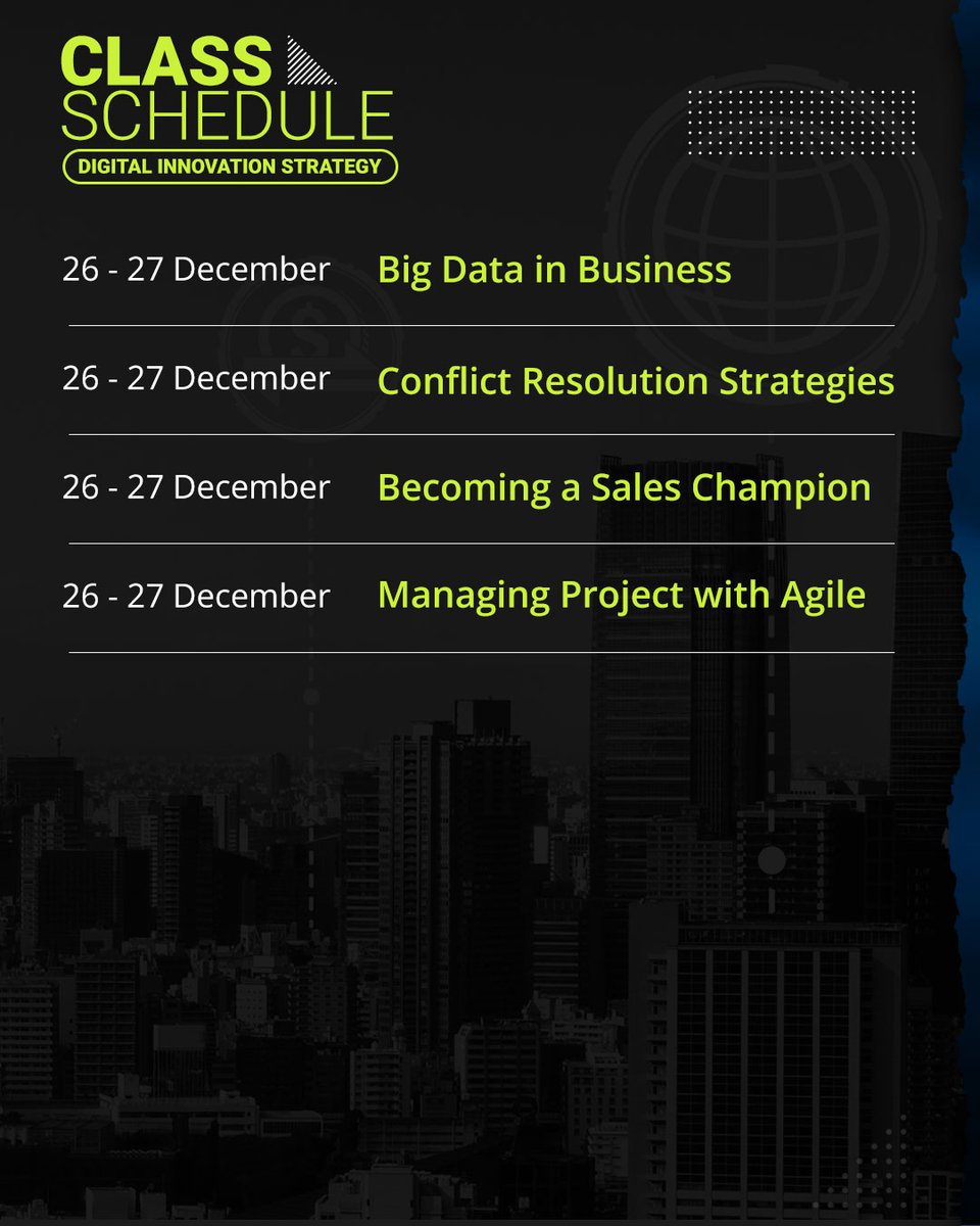 Multimatics_ID's tweet photo. UPCOMING SCHEDULE for December 🥳Yuk intip jadwal training yang ada pada tanggal 26 - 30 Desember. Reply us for more info ya! 😄 https://t.co/q6uPJItnFa