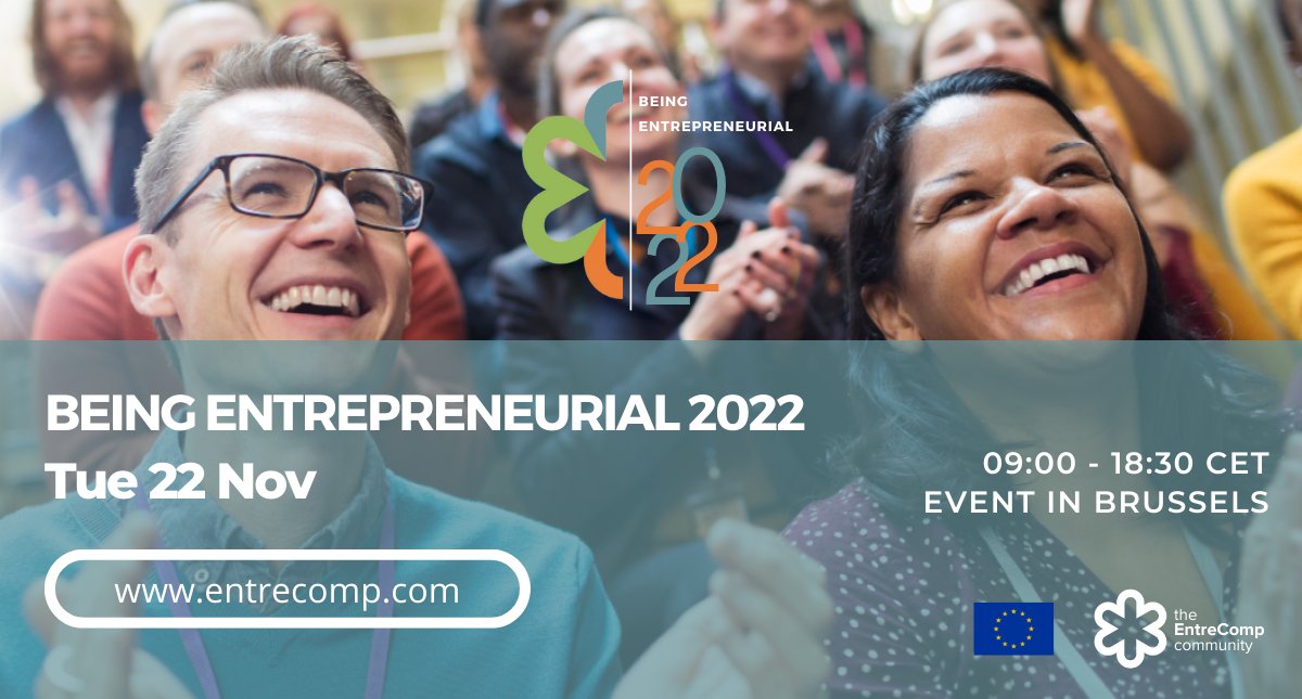Today is the day! Being Entrepreneurial 2022 is in Brussels TODAY! 🤩 Bringing together practitioners and policy-makers in entrepreneurial learning, and celebrating our first EntreComp Champions. Thanks to the projects and partners supporting this event entrecomp.com/being-entrepre…