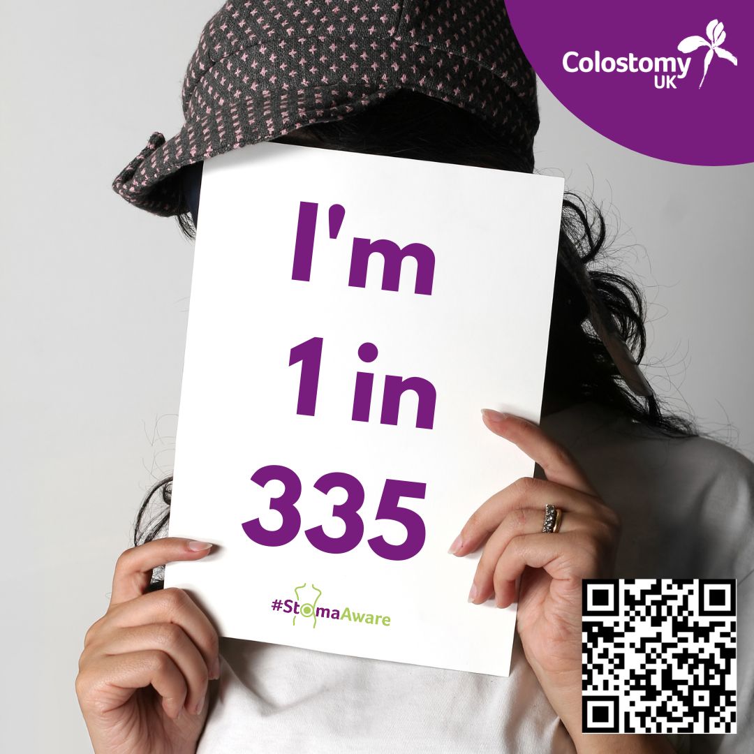 c.200,000 people in the UK live with a #Stoma. That's 1 in 335 of us. Can you support our #StomaAware campaign, so prejudice and discrimination become a thing of the past? Scan the QR code or donate online at colostomyuk.org/donate/ Thank you