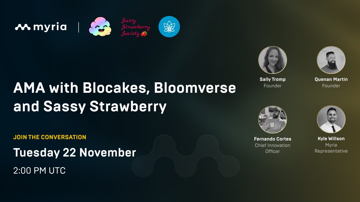 📍 Upcoming Twitter Spaces AMA 📍 Join our upcoming AMA with Blocakes, Bloomverse & Sassy Strawberry, where we’ll be talking all about NFTs! 🤝 @BlocakesNFT @play_Bloomverse @nft_sss ⏰ Nov 22nd, 2:00 PM UTC ⌛ 1 Hour ✅ twitter.com/i/spaces/1ynKO… Set your reminder now!