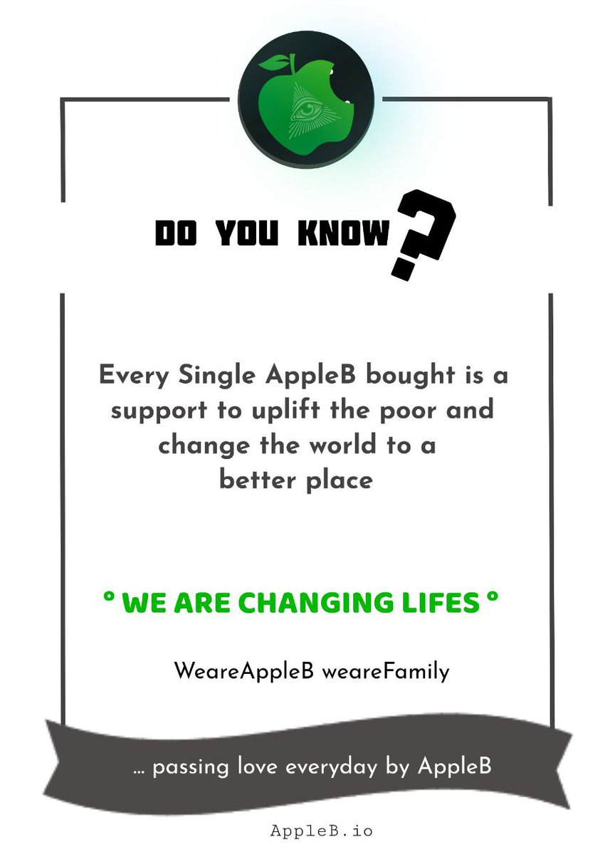 We are selflessly driven

WeareAppleB weareFamily

#AoppeB #love. #no1charitytoken