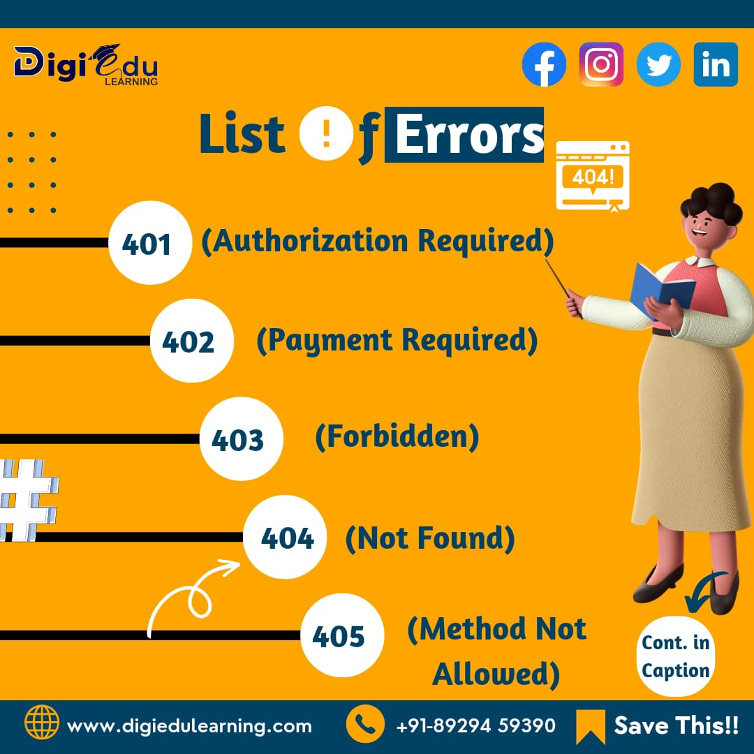 digiedulearning's tweet image. Let’s dig into some of the most common HTTP status code⬇️
“401 Unauthorized”
“402 Payment Required”
“403 Forbidden”
“404 Not Found”
“405 Method Not Allowed”
Follow @digiedulearning for more information ✨
#httpserrors #codeerrors #digiedulearning