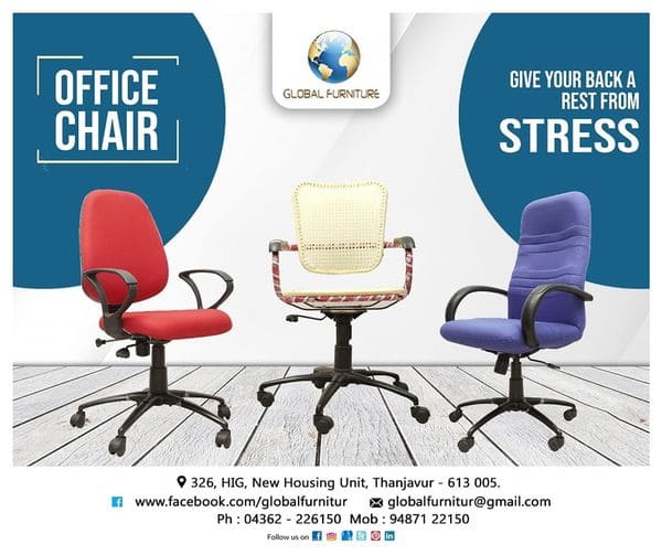 GlobalFurnTnj's tweet photo. Chairs are the eternal companion of mankind. Now relaxation has reached a new dimension.! With GLOBAL FURNITURE THANJAVUR, now sitting has became better than sleeping.Sitting on these best office chairs brings immense happiness. https://t.co/eCADbLnjcK