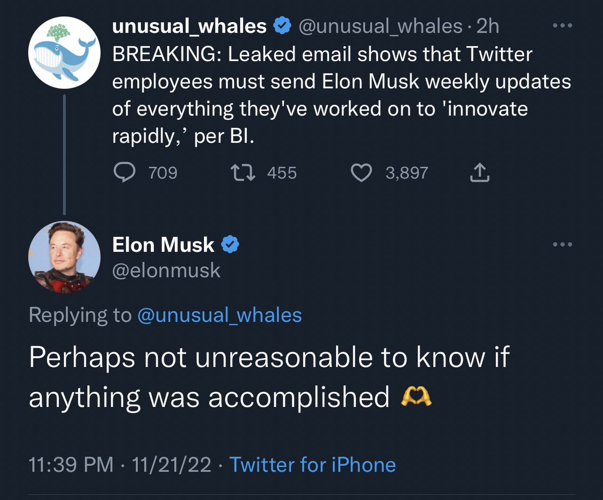 bestofdyingtwit's tweet photo. elno basically just confirmed that all twitter employees must send him weekly updates of everything they’ve worked on https://t.co/Dv6g4WwGYv