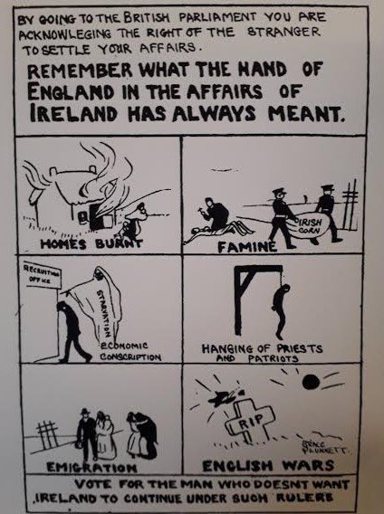 AgoFergus's tweet image. It&apos;s mostly forgotten that Grace Plunkett was not just a tragic bride, but also a talented cartoonist. She had hundreds of pieces published in magazines, books and as posters, including this hard-hitting one for Sinn Fein in 1918.
Little wonder that she marked her friendship with