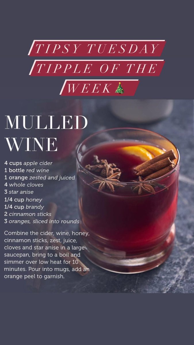 Tipsy Tuesday - Tipple of the week 

MULLED WINE 🎄