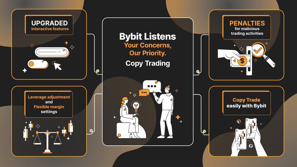 Bybit_Official's tweet photo. ⭐ #BybitListens — Latest features on #Bybit Copy Trading!

👂 In our latest #BybitListens series, we have made upgrades and improvements!

👉🏻 Check them out here: https://t.co/Tz39ioNHC8 https://t.co/ySqAF9ujJJ