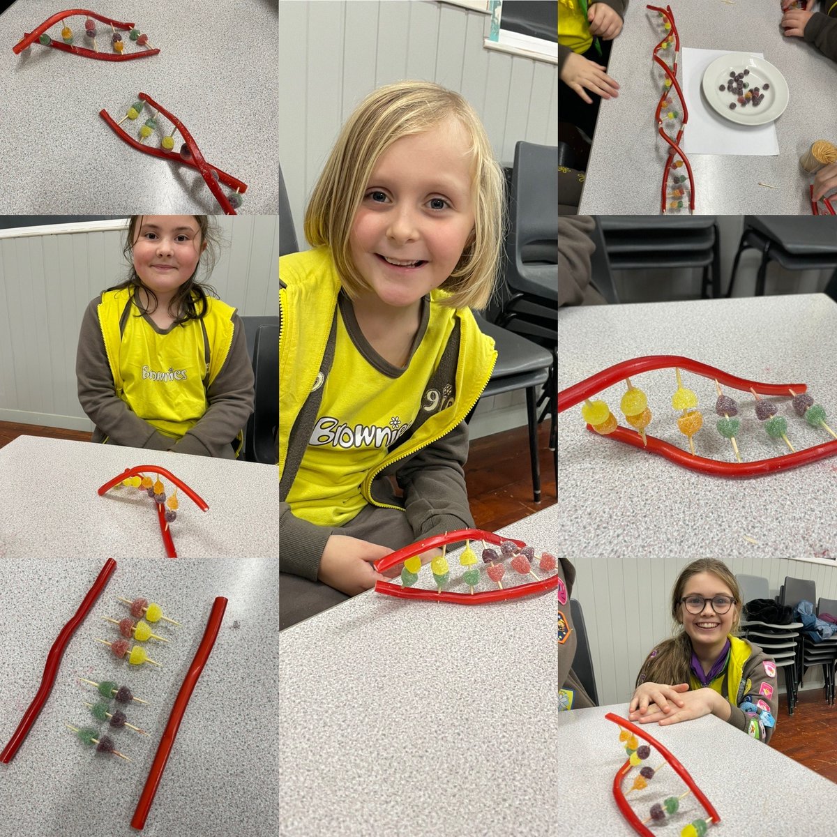 Caton 1st Brownies from @LancsNW completed the Spill the Genes activity in the On The Mend challenge pack. They had lots of fun and were over  the moon when they were told they could take their DNA Helix's home to eat. 😆