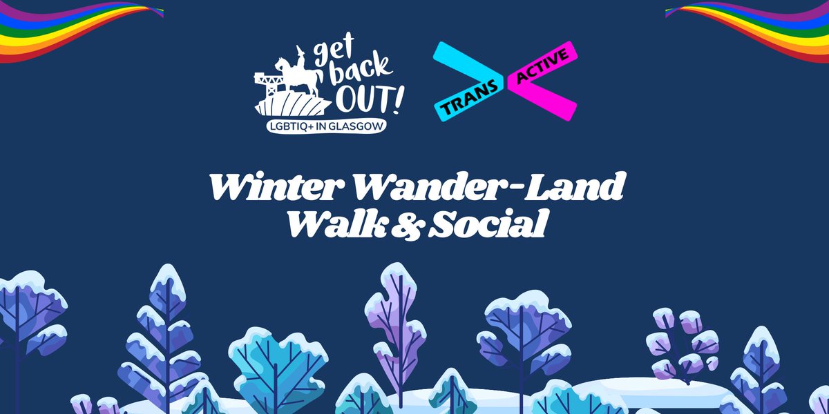 TransActiveScot's tweet image. 03.12.22 🏳️‍⚧️Glasgow Winter Social🏳️‍⚧️
We will have a relaxed walk around Glasgow parks followed by a social with food &amp;amp; (alcohol-free) drinks. You are welcome to come to just the walk, just the social, or both!
Daytime event, Glasgow city centre.
Details - DM or mat@leapsports.org