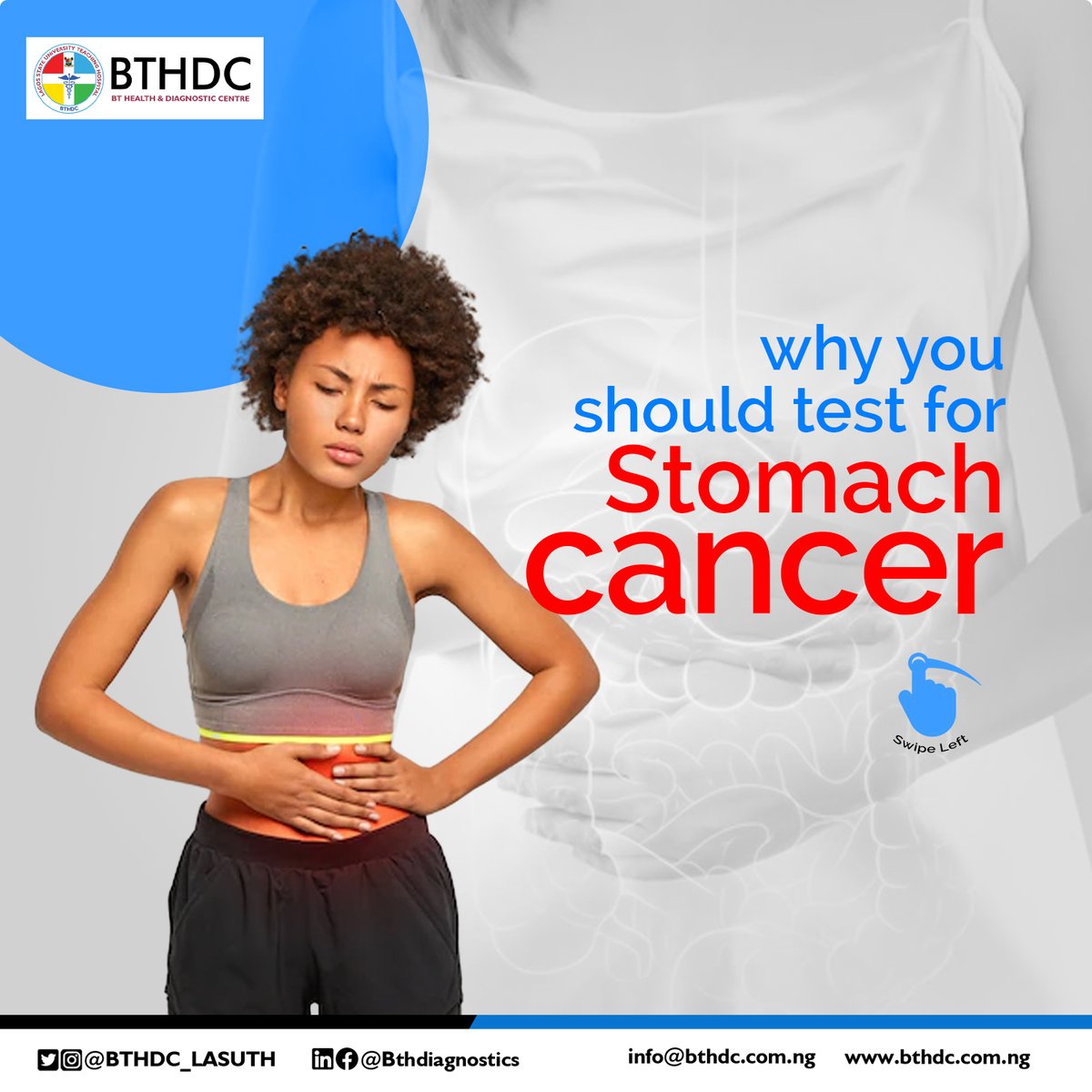 BTHDC_LASUTH's tweet photo. Why You should test for Stomach Cancer.
Many people are not even aware of this.
#stomachcancerawarenessmonth #stomachcancerawareness #btdiagnostics #healthtips #tuesdaynuggets #stomachaches Sophia Nkechi Blessing | David Adeleke #30BG https://t.co/FbKvUYfo7V