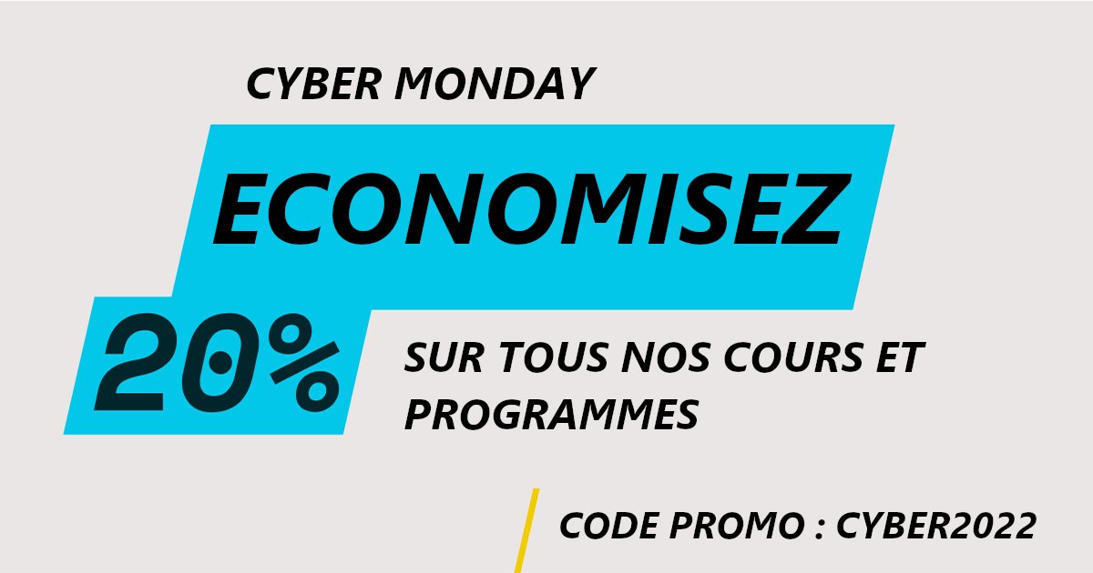 Pourquoi attendre jusqu’au Cyber Monday quand vous pouvez démarrer dès aujourd’hui ? Profitez de 20% de réduction sur une large gamme de cours et de programmes sur edX. L’offre est valable jusqu’au 29 novembre à 23h59 EST. 

👉 edx.org/school/louvainx