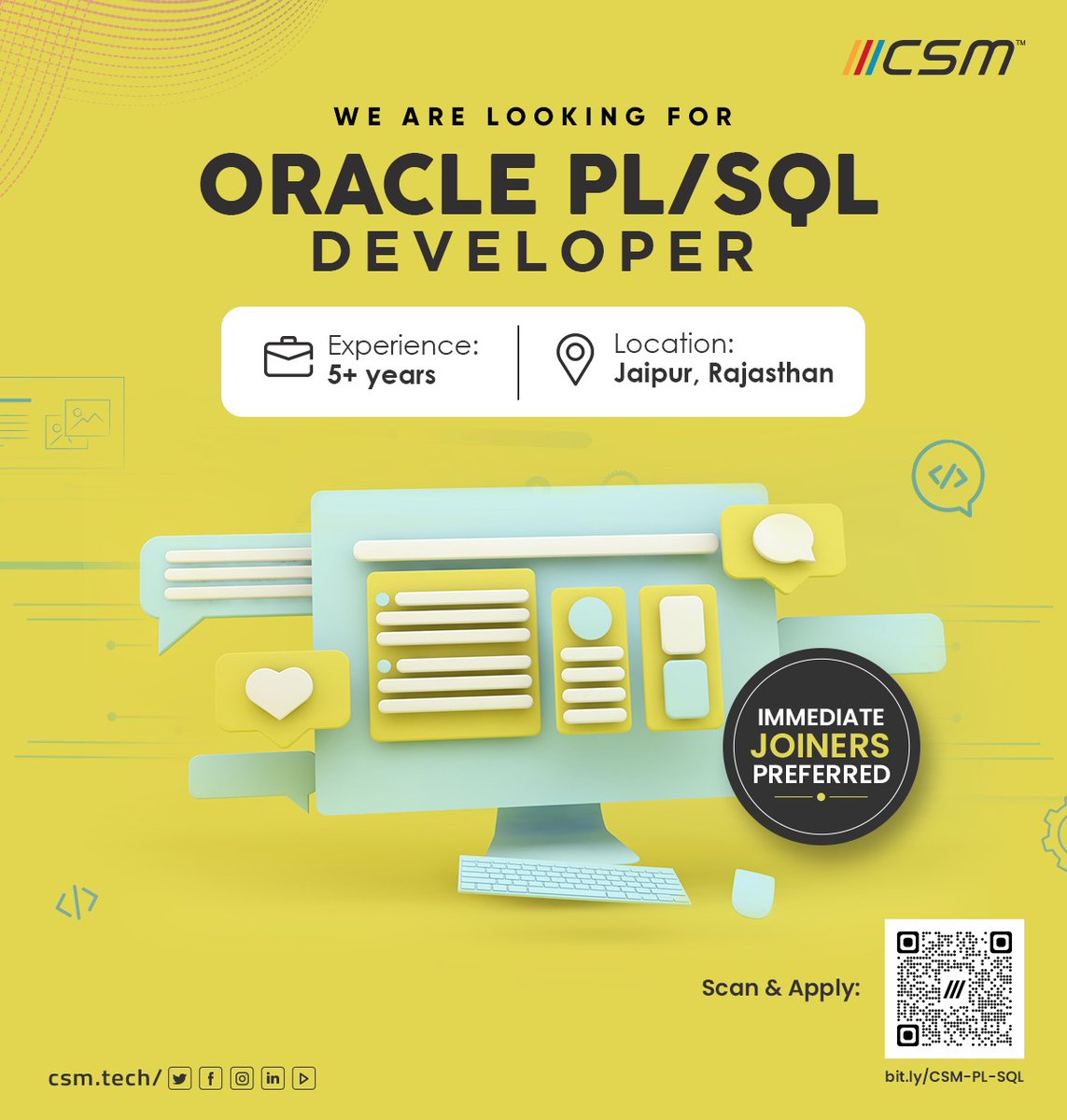 CSMTechnologies's tweet photo. 👨💻Build the future with us
🤔Are you the one who adds efficiency to databases? Then we are looking for you.
👉Apply here: https://t.co/Nru1kb5lLb
#CSMishiring #Hiringalert #Hiringnow #hiring #oracle #CSMtechnology #ITjobs #oracleplsql https://t.co/t8LUQa4u8X