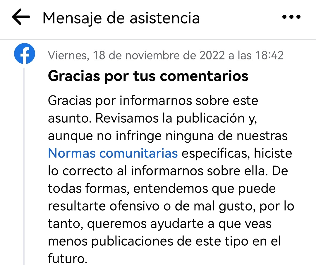inestable_ment's tweet photo. @Vare_kaii Hace días estaba en fb y denuncié. La respuesta fue... https://t.co/sbb1mgqSVr