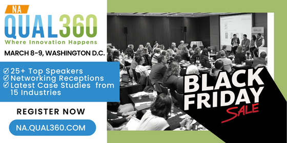 It's BLACK FRIDAY WEEK! Get 50% OFF when you register for #QUAL360 NA on March 8-9 in Washington D.C. This is a must-attend conference for qual researchers to connect, learn and be inspired! Sign up at na.qual360.com Promo code: BLACK50. 
#qualitative #marketresearch