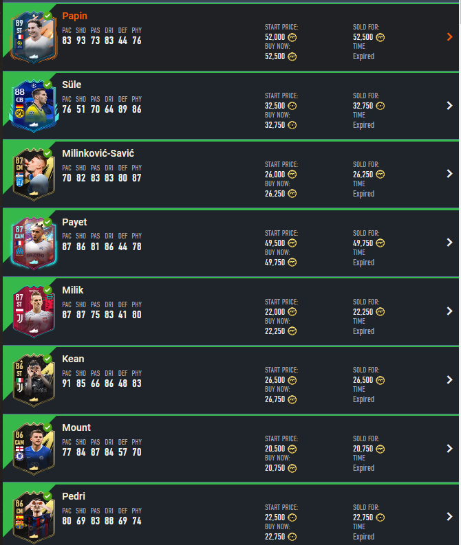 LionFut's tweet photo. Here are the sales since yesterday evening 👇🏼

#FIFA23 #FUT #FUT23 https://t.co/O3CWdGfrA8