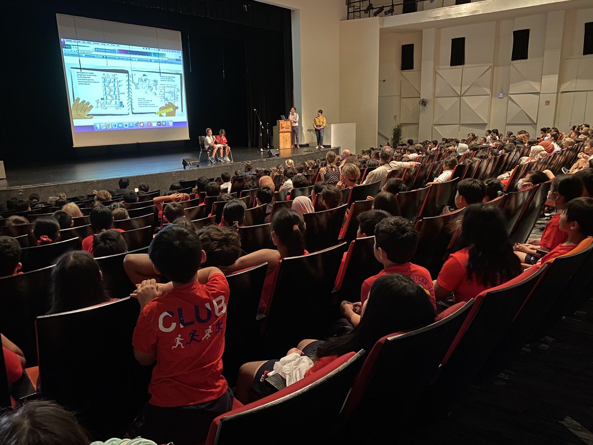 And, assemblies are back - G4 ‘Building Community’ hosted by our awesome Elementary School Deans today. Can you guess which principal owns a fire truck and which principal has a bulldog named Jerry? 
#sasedu <a href="/SAmericanSchool/">Singapore American School</a> <a href="/jojolbrown/">Jo Brown</a>
<a href="/tracy_a_blair/">Tracy Blair (she/her) 🏳️‍🌈</a>  
<a href="/JPHopkins92/">Jennifer Hopkins</a>
@msspitzman