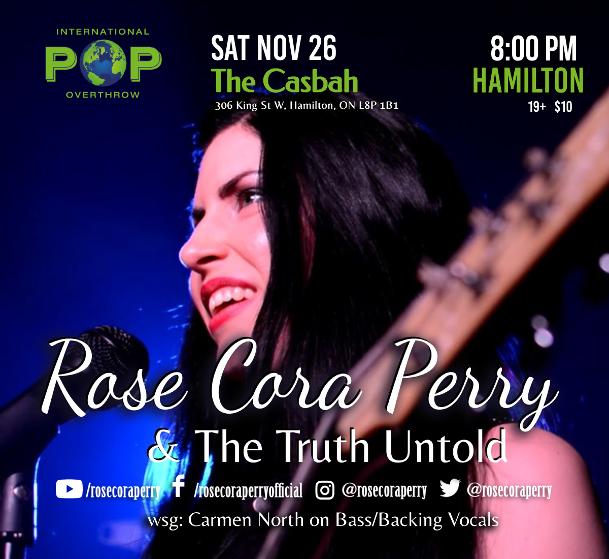 rosecoraperry's tweet photo. THIS SAT! Last show of the year! #Hamont we want to see YOU @CasbahHamilton for #internationalpopoverthrow
#ipo #hamiltonontario #hamiltonontariocanada #hamilton #hamontmusic #hamontmusicians #hamontmusicscene #hamontlivemusic #hamiltonmusic #hamiltoncanada #hamiltonmusicscene https://t.co/LkPOkRnNFF
