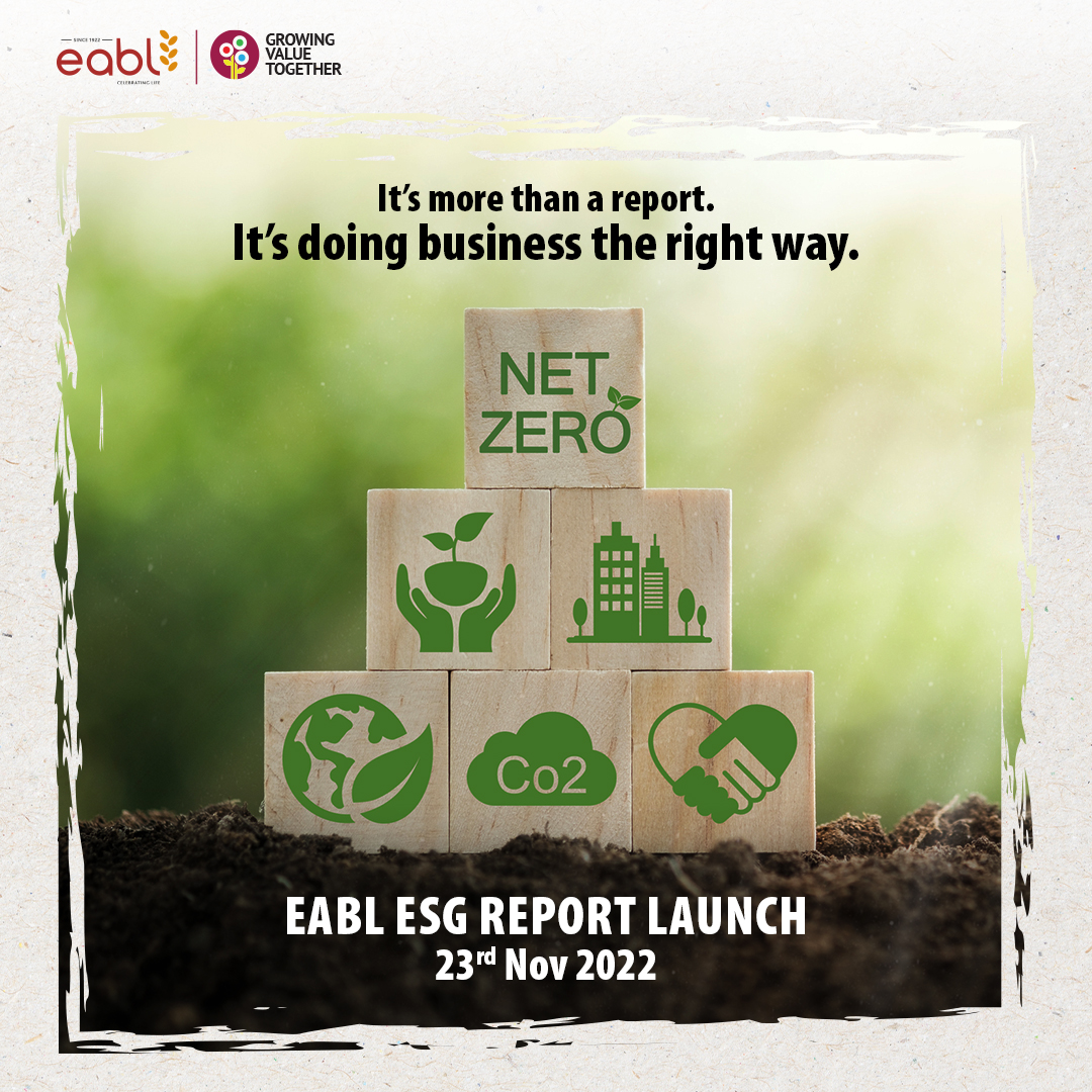 EABL_PLC's tweet photo. Join us tomorrow as we launch the 2022 Sustainability report. We will provide an overview of the processes and mechanisms EABL has put in place and their impact on people, the planet and profits. Join virtually here https://t.co/GCMuVQr9g9
#SpiritOfProgress #Beyond100Years https://t.co/Iokalg0aOc