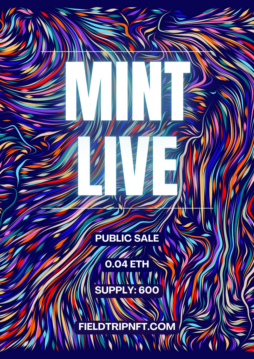 FieldTripNFT's tweet photo. 🔥 MINT LIVE! 🔥

🎁1 x FIELD TRIP NFT GIVEAWAY 🎁

Rules 👇
1⃣ RT + Like + Follow
2⃣ Tag 3 Friends
3⃣ Join Discord

https://t.co/t3jODwrGBy

Winner announced 48H in Discord! https://t.co/hlBQKrysjH