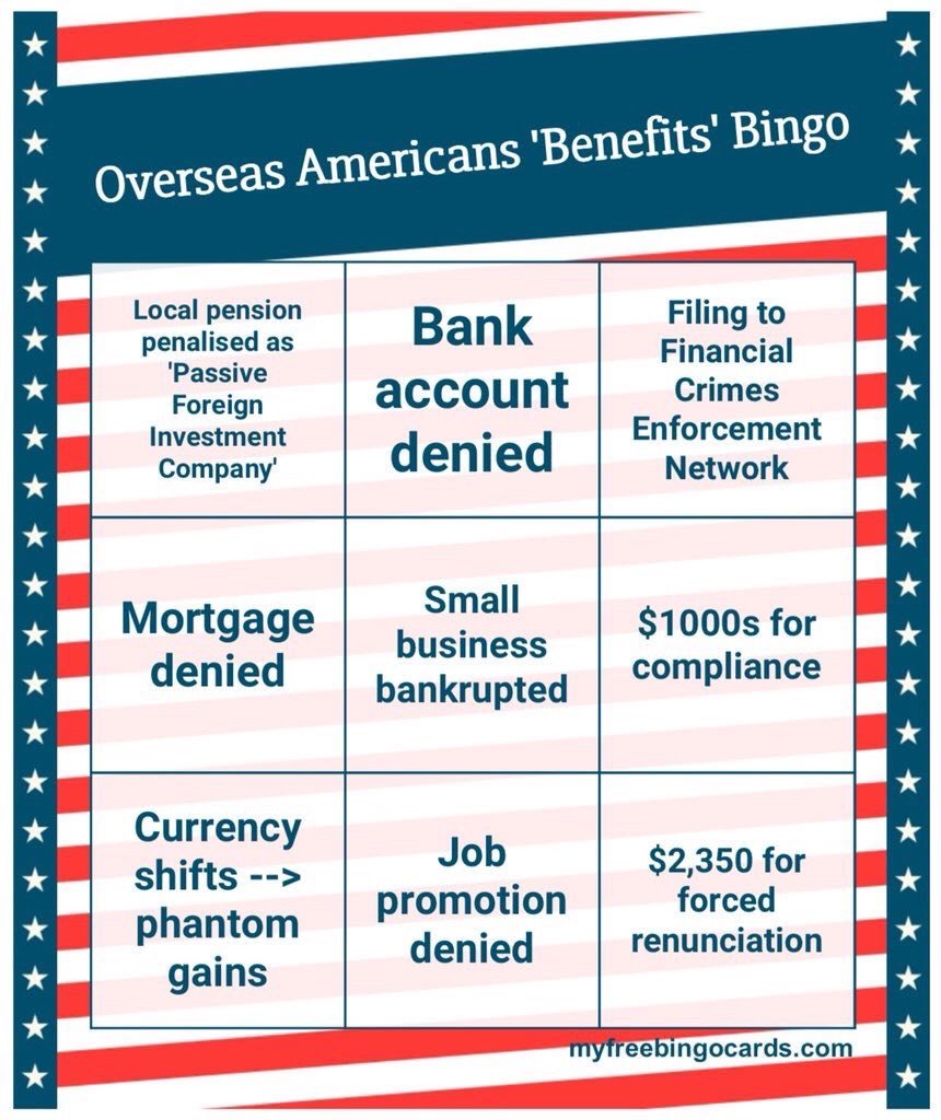 JetyourPA's tweet photo. @usambnl @BTahzibLie Dear ambassador, how about #rights of #AccidentalAmericans & #Americantaxresidents of other countries with 0 ties to 🇺🇸? Any idea of damage being done bc of #citizenshiptaxation? #discrimination not being able to open 🇳🇱🇪🇺bankaccount ? #FATCA #outrageous #renouncementfee #pureRBT https://t.co/4XrYQfjJwv