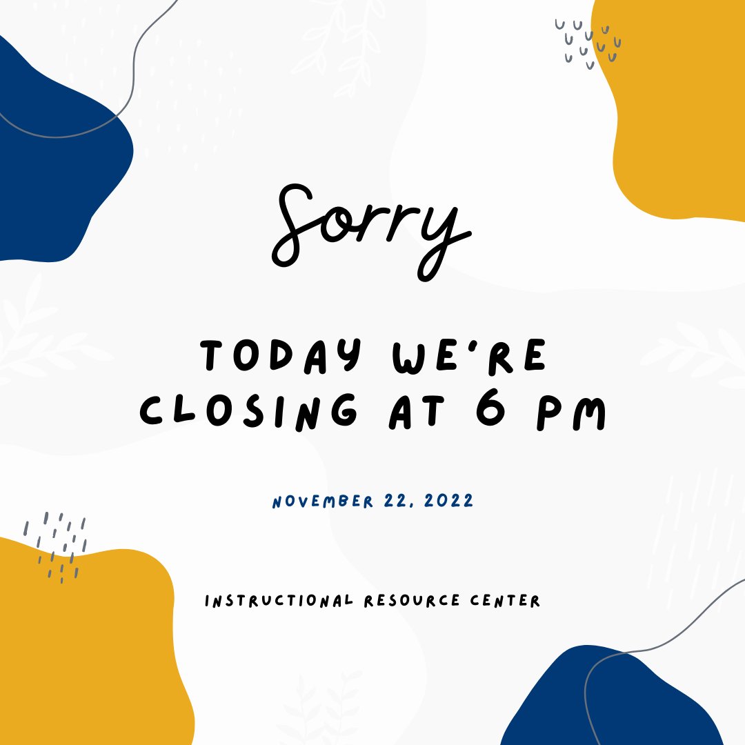 The IRC is closing early today! 

We will see you after break! 

#kentstate #kentirc #ircehhs