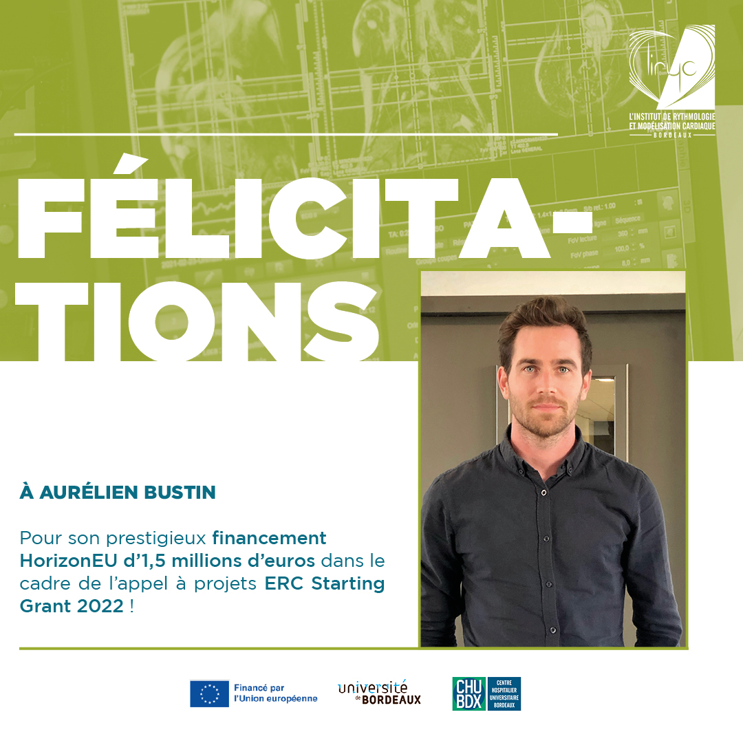 IHU Liryc (@ihu_liryc) on Twitter photo #Congratulations to <a href="/AurelienBustin/">Aurelien Bustin</a>, laureate of a prestigious #HorizonEU 2022 Starting Grant from the <a href="/REA_research/">European Research Executive Agency</a> for his project SMHEART advancing cardiac #MRI for better diagnosis and knowledge of cardiovascular disease
➕ tinyurl.com/5ddk3znc <a href="/univbordeaux/">Université de Bordeaux</a> <a href="/CHUBordeaux/">CHU de Bordeaux</a> #Congratulations to <a href="/AurelienBustin/">Aurelien Bustin</a>, laureate of a prestigious #HorizonEU 2022 Starting Grant from the <a href="/REA_research/">European Research Executive Agency</a> for his project SMHEART advancing cardiac #MRI for better diagnosis and knowledge of cardiovascular disease
➕ tinyurl.com/5ddk3znc <a href="/univbordeaux/">Université de Bordeaux</a> <a href="/CHUBordeaux/">CHU de Bordeaux</a>
