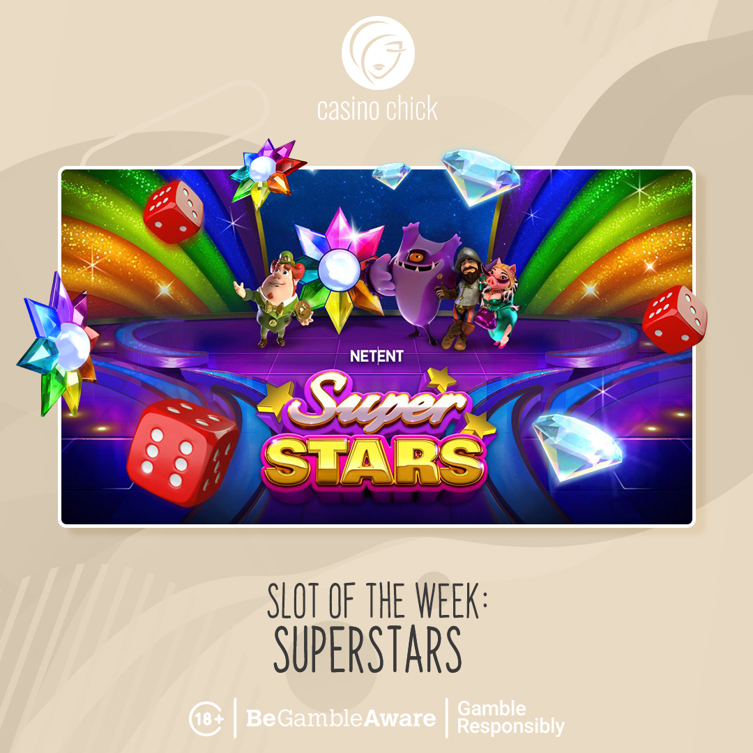 CasinoChickCom's tweet photo. Meet the star-studded cast of legendary @NetEntOfficial slot characters in the vibrant ✨ Superstars™ ✨ online slot!

🔗 Full game review here: https://t.co/TrEZasw7Hn

#netent  #superstarsslot #slotoftheweek https://t.co/fuZzQjfj92