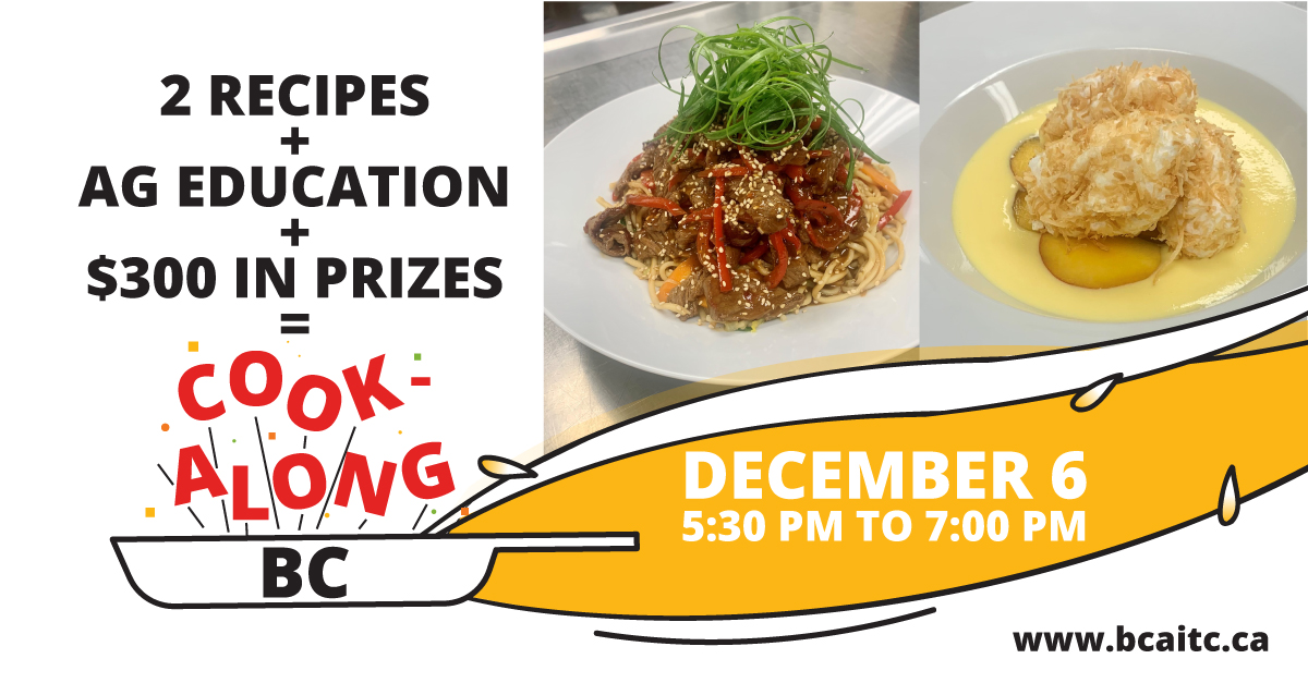 bcaitc's tweet photo. IT ADDS UP! 2 Recipes + Loads of Ag-Education + $450+ in Prizes X Tons of Fun = #CookAlongBC.
Sign up for the free virtual @bcaitc & @White_Spot event (supported by BC Cattlemen’s Assoc. & @BCMilk) on December 6 at https://t.co/Vw4eBgeKIB. https://t.co/llQFLjWac8