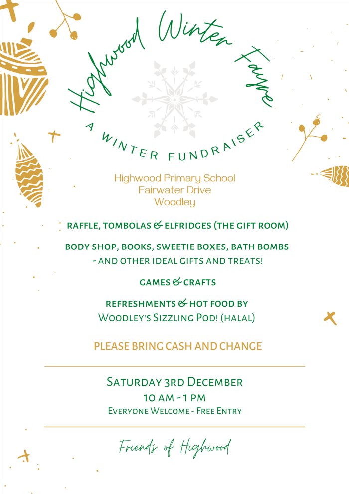 HighwoodPrim's tweet photo. This Friday (25th November) is non-uniform day for donations to the Winter Fayre.  Foundation and Years 1 and 2 please bring chocolates and Years 3-6 please bring bottles.  Many thanks! https://t.co/u77c5xEFGJ