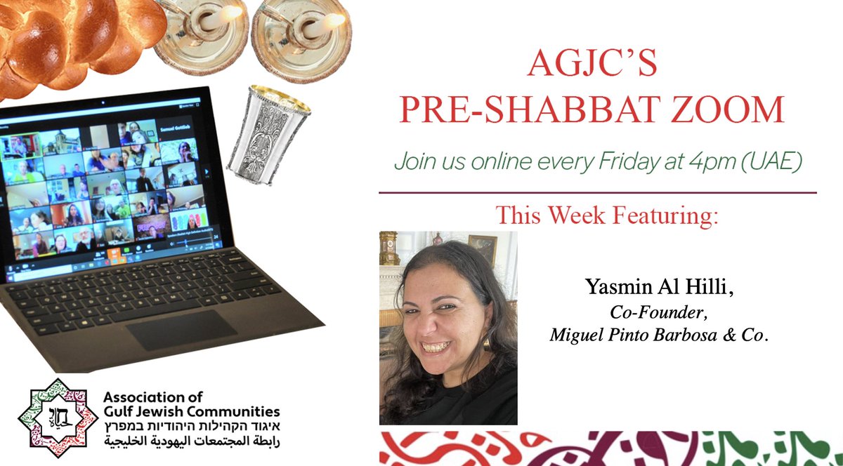gulfjewish's tweet photo. Join us on Friday for our pre-Shabbat Zoom! Our featured guest will be Yasmin Al Hilli, Co-Founder, @MPintoBarbosaCo, who will speak about her work renovating the oldest synagogue in the GCC while paying homage to its historical roots.
DM for Zoom details https://t.co/BLnKhIRinm