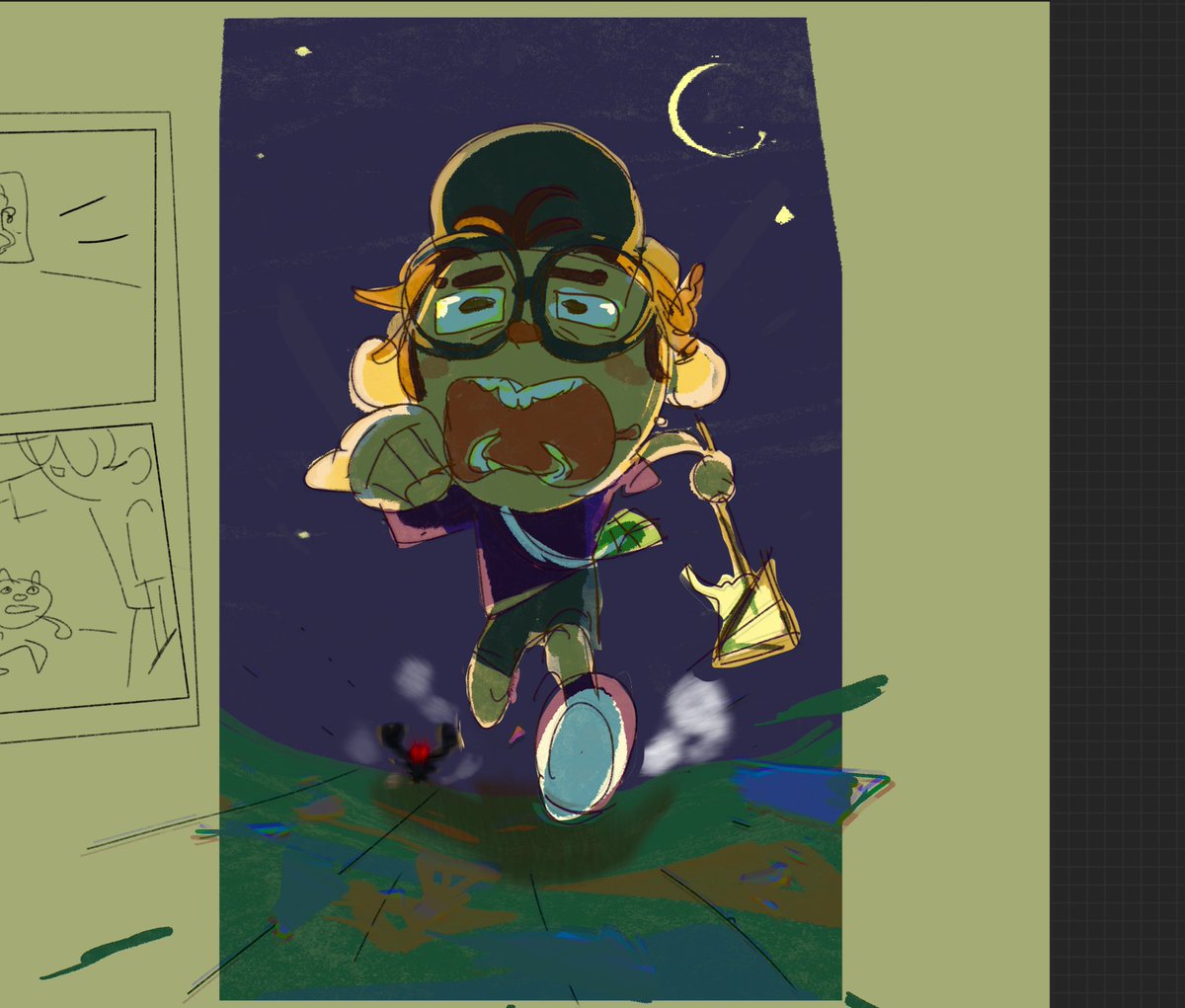 germokay's tweet photo. animal crossing doodles (comic is based on when I blindly ran into canberras house at 3am to make a smoothie) https://t.co/2S03E07MrP