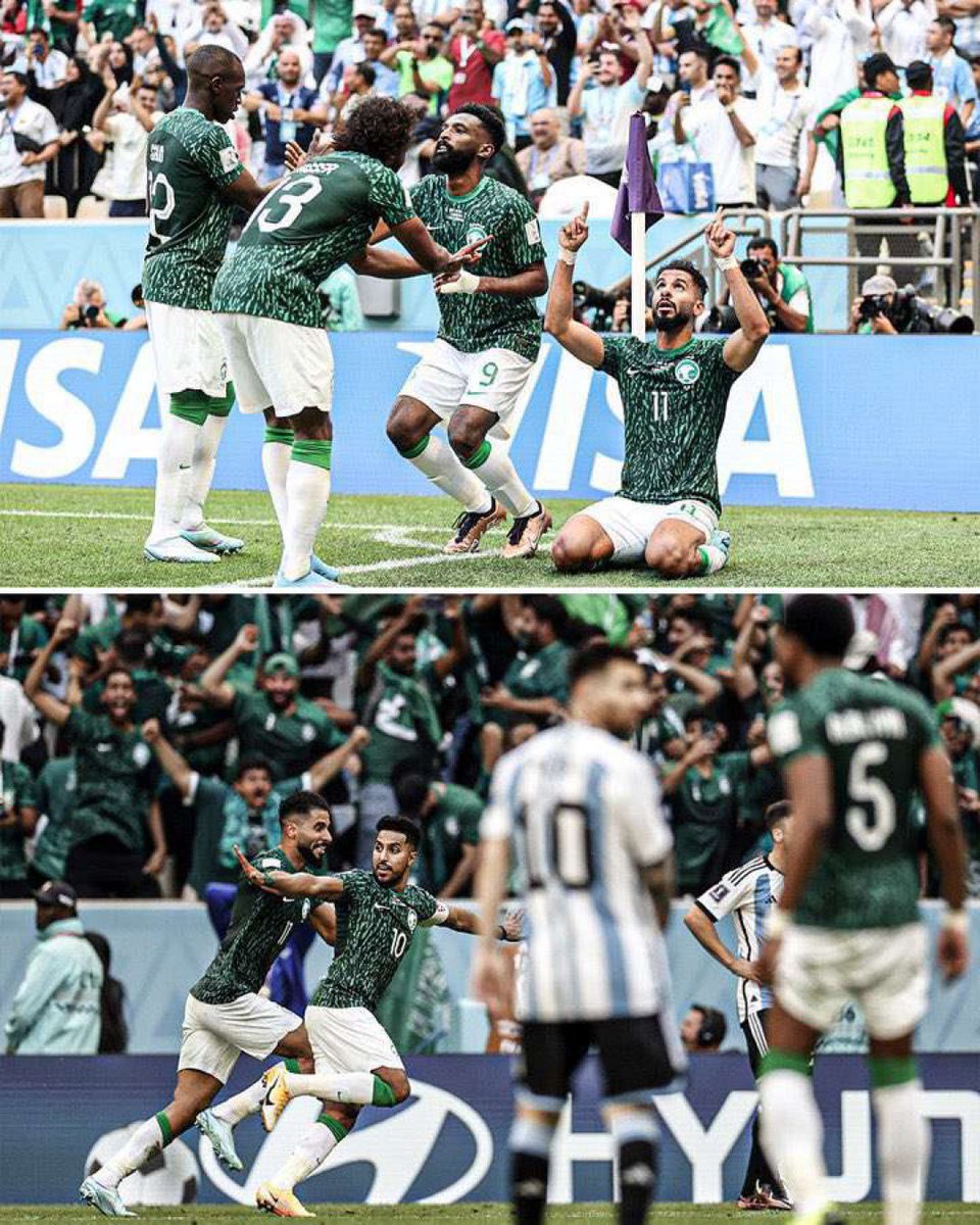 الف مبروك لفخر العرب الف مبروك لمنتخبنا العظيم و الله و رفعوا راسنا الرجال 🇸🇦💚💚💚

#السعوية_الارجنتين