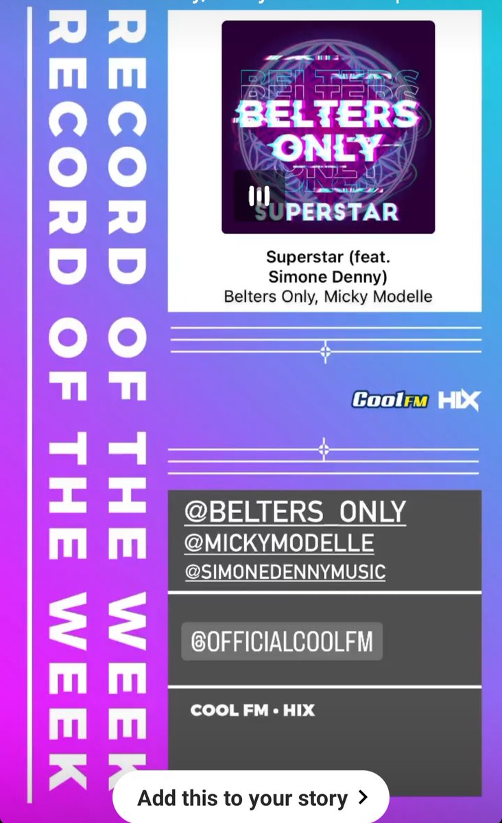 Big Thanks to Cool FM for Making our New Record Belters Only X Micky Modelle X Simone Denny - Superstar 
Record Of the Week !!!!
<a href="/djhix/">Hix</a> Neal McClelland <a href="/petesnodden/">Pete Snodden</a> CoolFM969  <a href="/stuartrobinson/">Stuart Robinson</a> Downtown Radio