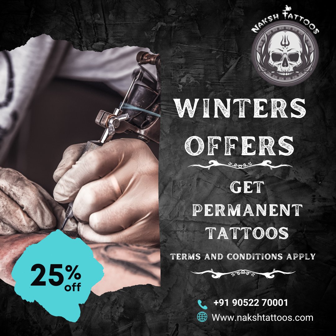 TattoosNaksh's tweet photo. This winter season Get 25% off on permanent tattoos 💯💯

Prior Appointment Only
TERMS AND CONDITIONS APPLY

Book your appointment on 9676751440

#tattoo #art #nakshtattoos #tattooartist #uniquetattoos #permanent #winterscoming #winterseason #tattoosnearme #tattooinhyderabad https://t.co/fFZq9UbF4R