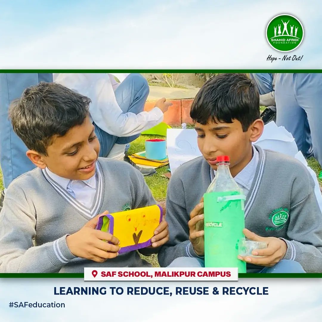 SAFoundationN's tweet photo. Encouraging #SAFstudents to give back to Earth & preserve resources to prevent climate issues. The #SAFeducation team hosted a recycling activity at #SAFSchool Malikpur to instill individual environmental responsibility in children. Enabling them to ensure #HopeNotOut for all! https://t.co/vMZFHZNfyJ