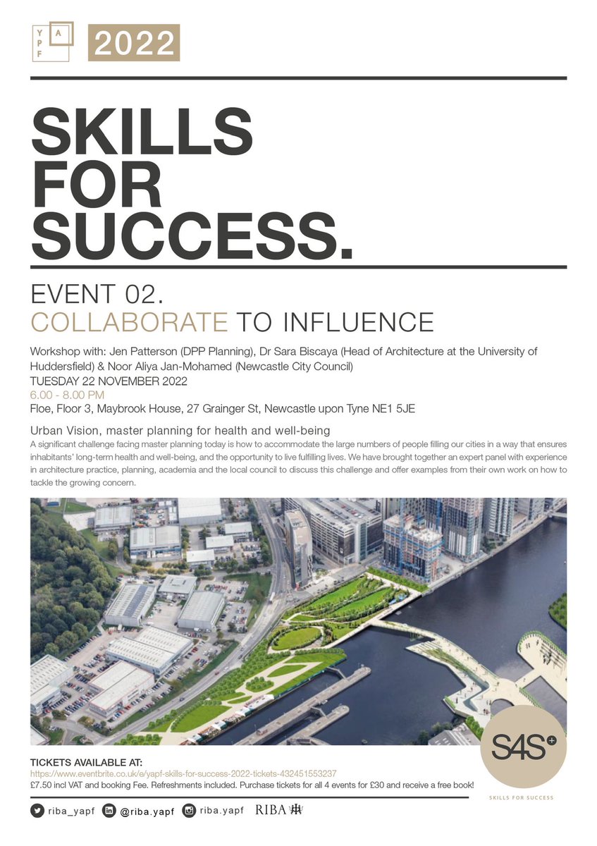 RIBA_YAPF's tweet photo. #S4S2022 Event 02 tonight! COLLABORATE TO INFLUENCE: Urban Vision - Masterplanning for health and well-being 💚

tickets available via https://t.co/ICX0CAi4XR https://t.co/bmJh8DHx5I