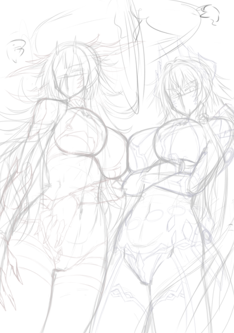 #このタグを見た人はラフ画とその完成絵を見せる
前回ふざけてしまったので、真面目なほうを… 