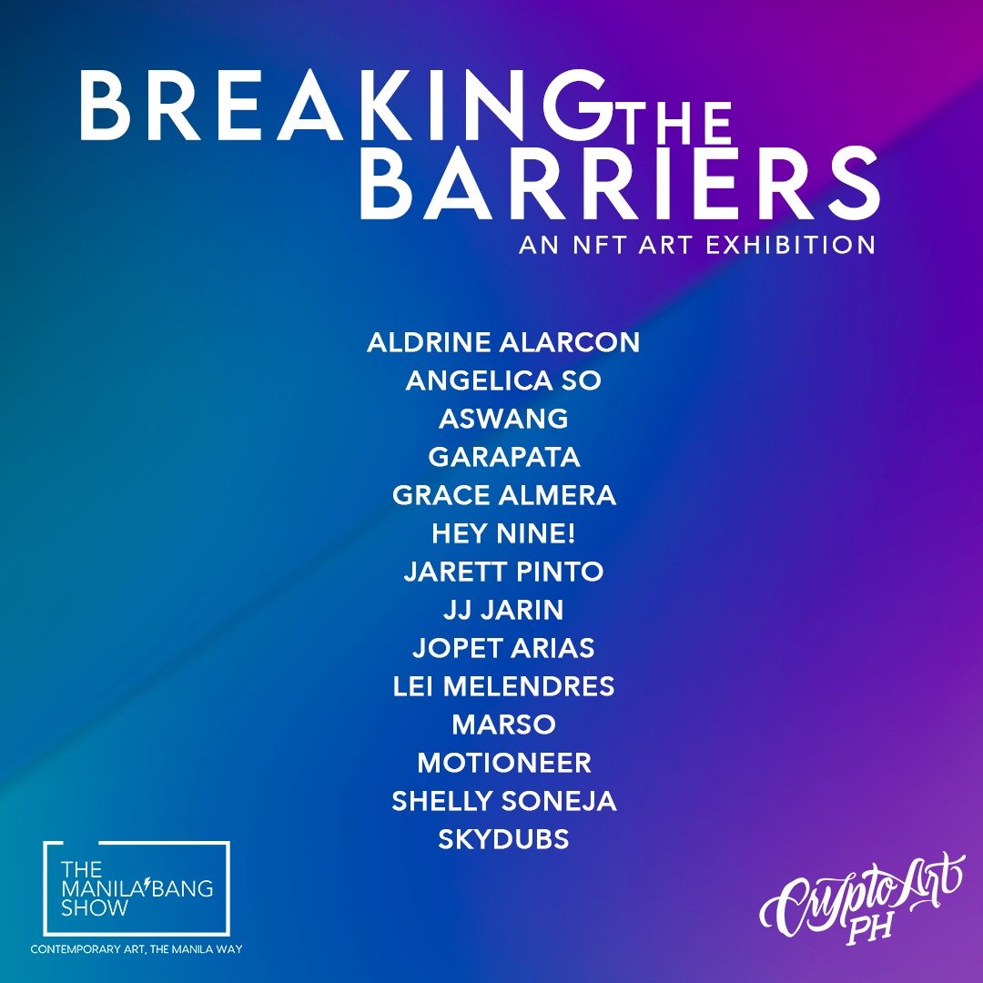 cryptoartph's tweet photo. BREAKING BARRIERS
Bridging the emerging NFT world to the physical.
@cryptoartph is proud to announce the lineup of featured artists in @TheManilaBang 2022!
#TheManilaBangShow2022 #TheManilaBangShow #ContemporaryArt #TheManilaWay #OneBigShow #NFT #CryptoArtPhilippines https://t.co/6ki8ZoowjE