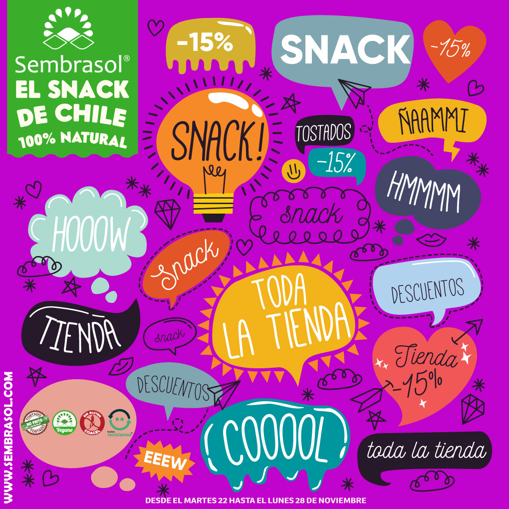 sembrasol's tweet photo. 🤩Vuelven los Descuentos Sembrasol❗😎

✅Descuentos de un 15% en toda la Tienda
📜Desde el Martes 22 al Lunes 28 de Noviembre.
🛒Compra mínima desde los $10.000.
🛒 Despacho gratis desde los $25.000 desde la Región de Valparaíso a Bío-Bío

#descuentos #Viernes #snack #Chile https://t.co/uCko1sUf0v