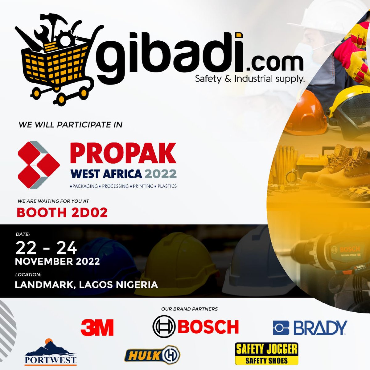 GibadiStore's tweet photo. We are Exhibiting at Propak West Africa 2022

Visit us at Booth 2D02

We will be available from 22-24th

location - Landmark, Lagos Nigeria 

#oilandgas #logistics #agriculture #automotive #buildingservices #Construction #helathcare #Hospitality #industry #publicservice https://t.co/0pgueB6kht