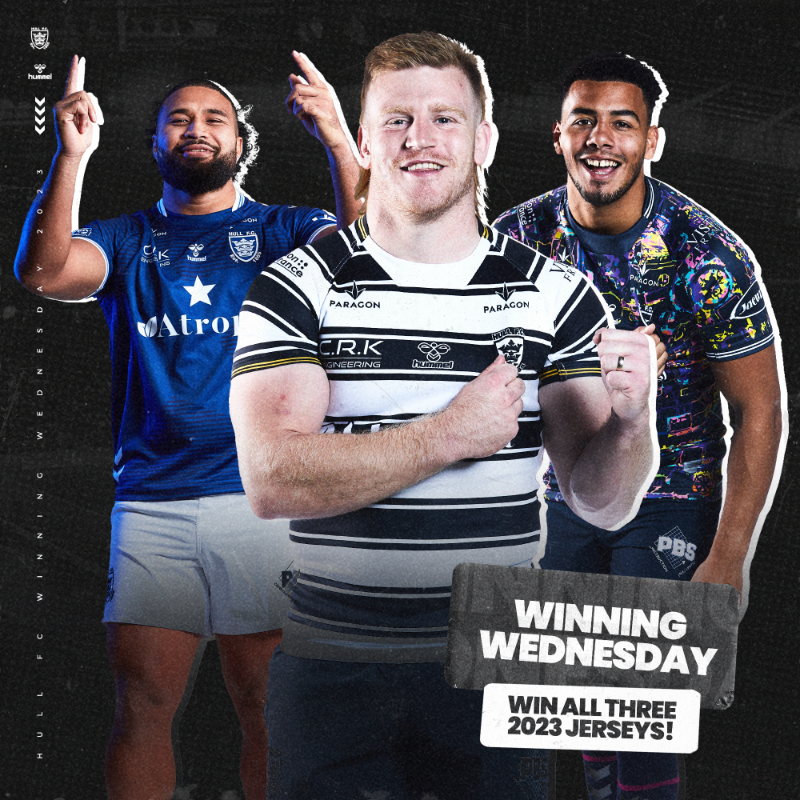 hullfcofficial's tweet photo. 🎁 𝐖𝐈𝐍𝐍𝐈𝐍𝐆 𝐖𝐄𝐃𝐍𝐄𝐒𝐃𝐀𝐘 🎁

You could get your hands on all three of our 2023 jerseys with this week's giveaway - retweet this post, and tag a friend in the replies to be in with a chance! 🙌

Shop Online 👉 https://t.co/awHWStTdWy

⚫️⚪️ #COYH