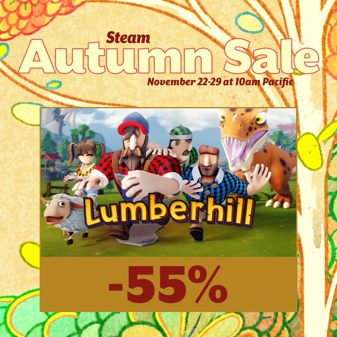 Lumberjacks! You can now save 55% on #Lumberhill on #Steam. Grab the game before November 29 and join the chopping pandemonium! 🪓 deals.allingames.com 

#SteamAutumnSale #IndieGame #Gaming