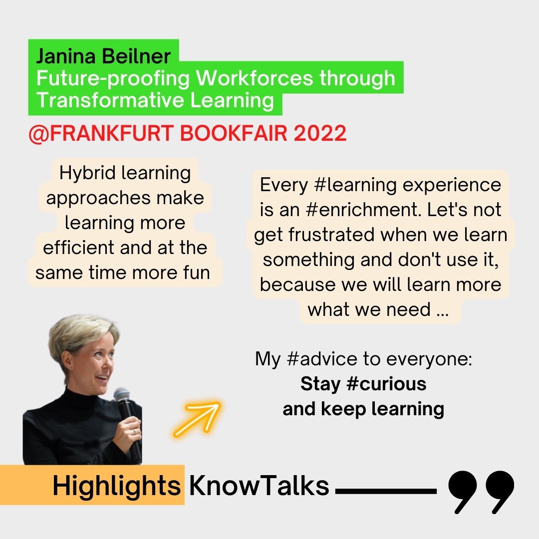 knowledge4All1's tweet photo. #Highlights from #KnowTalks with
Janina Beilner from @SiemensHealth during #Frankfurtbookfair on #Workforce #transformation and #learning for the #Future
#Knowledge4all #MBRF #UNDP #Knowledge #Transformation #Development #SDGs https://t.co/0iuQsNQXv9