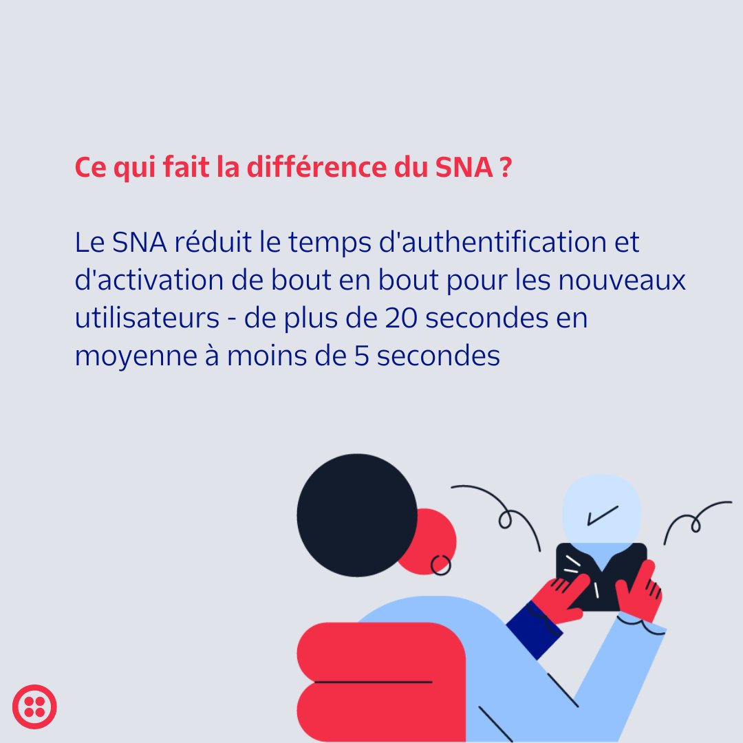 TwilioFR's tweet photo. Les processus d’#authentification trop long ou frustrant peuvent résulter en une perte de #clientèle. Pour garantir une expérience utilisateur idéale, Twilio dévoile une solution sans mot de passe : le SNA.  
 
Découvrez-en plus en images 🏞
 
#CX #RelationClient https://t.co/aRpPLpMJdU