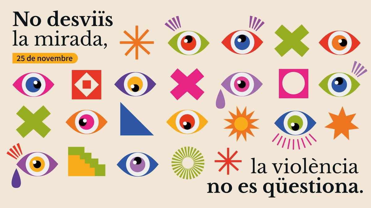 crjoventut's tweet photo. S'acosta el  25N. Amb el lema "No desviïs la mirada,la violència no es qüestiona" #CRJ es pronuncia en contra de la violència i reivindica la necessitat d'acabar amb totes les violències cap a les dones. Ajuda'ns a donar veu compartint el cartell!#25NambCRJ https://t.co/H1gC96H79e