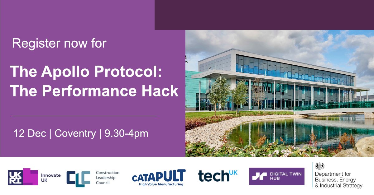 SuButcher's tweet photo. Are you interested in #BuildingPerformance, the #PerformanceGap, or the performance of products in the built environment?
Register now for the second #ApolloProtocol Event: The Performance Hack – and explore performance in the built environment via digital twin capabilities.
/ https://t.co/d8Pf5cph0Q