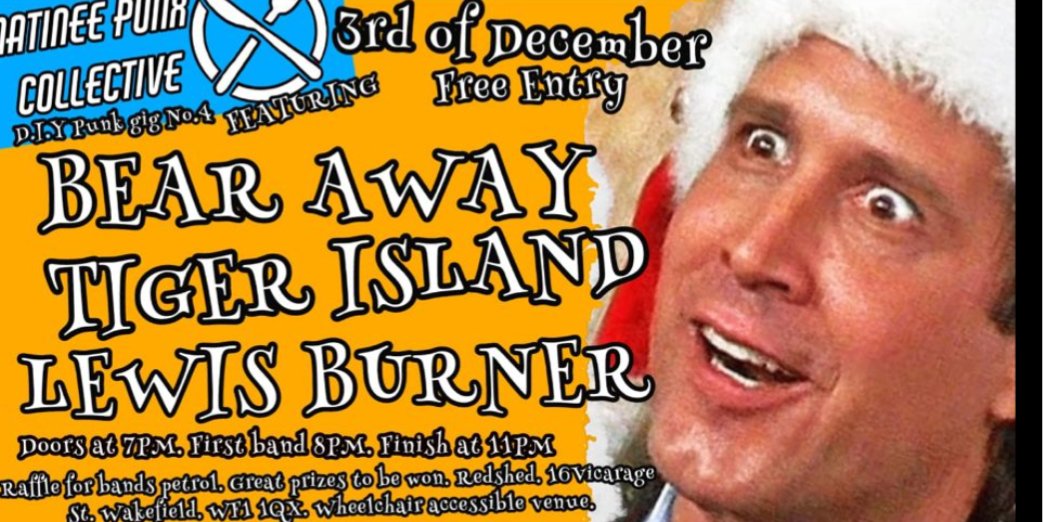 This is a week on Saturday! Looking forward to tearing up the stage (floor) of Wakefield's Red Shed with Scarborough gruff-punks @BearAwayBand and Leeds' own Lewis Burner.

See ya there!