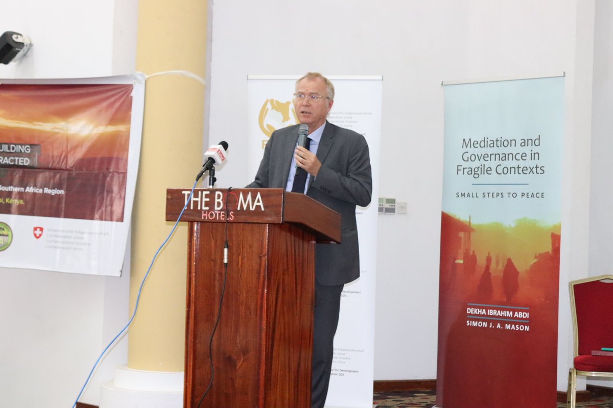 FCDCKenya's tweet photo. @SwissEmbassyKE ambassador @valzell today launched the late Dekha Ibrahim and @SimonJAMason 's book "Mediation & Governance in Fragile Contexts" and opening the "Blending Homegrown Peacebuilding Solutions to Overcome Protracted Pastoral Conflicts in Africa" #smallstepstopeace https://t.co/I8PhrTShzJ